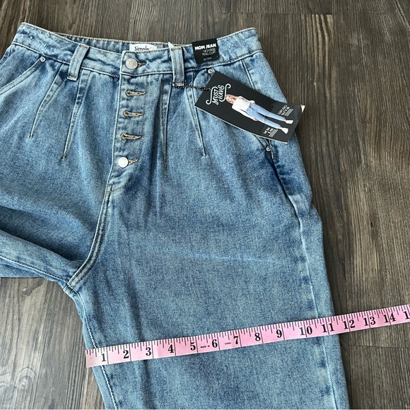 Simple Society NEW Mom Jean Highrise Roll Cuff Button Fly Jeans - Picture 11 of 16